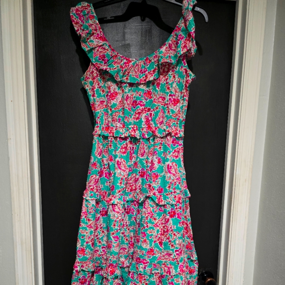 NWOT J. Crew Floral Dress - Pink and Green